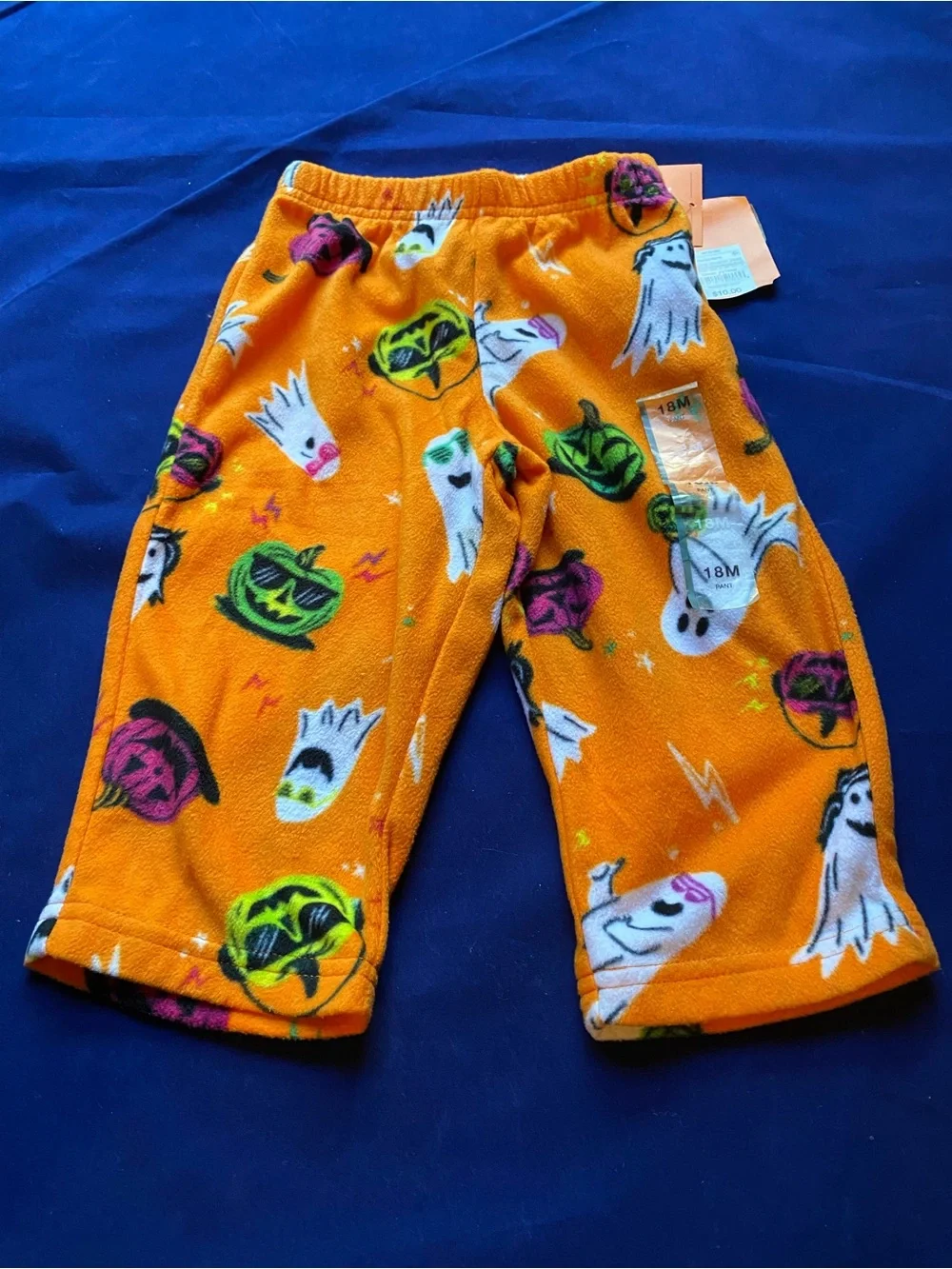 New Hyde & Eeks! Halloween Orange Ghost & Pumpkin Fleece Pajama Pants 18M